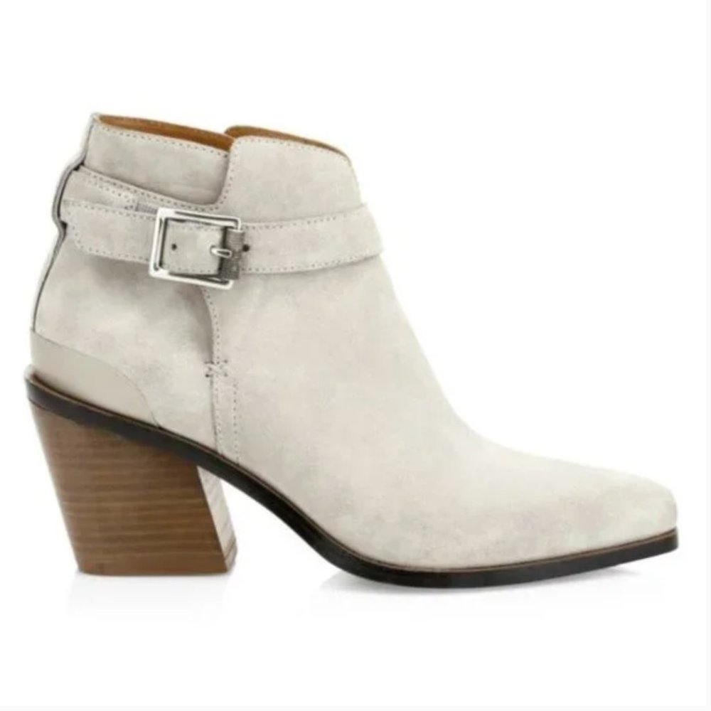 Ramone Rag & Bone Suede Ankle Boots Size 36 Ice Grey